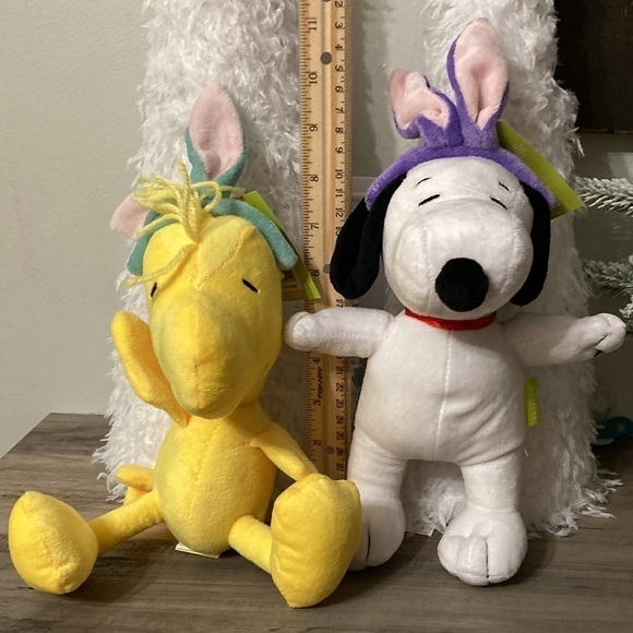 NEW! PEANUTS SNOOPY AND WOODSTOCK EASTER BUNNY PLUSH SQUEAKY DOG TOYS - Picture 5 of 8